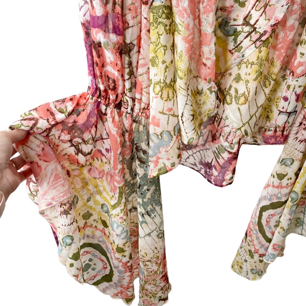 NWT Live 4 Truth Floral Boho Hippie Bell Sleeves Cropped Off Shoulder Flowy XS - Picture 12 of 15